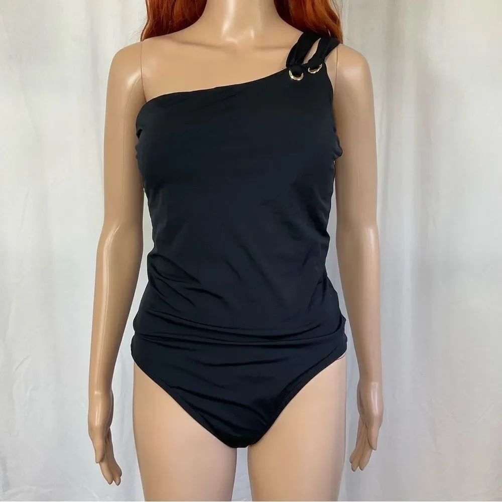 NEW SPANX Golden Touch black one shoulder one piece swimsuit 10 - Picture 4 of 13